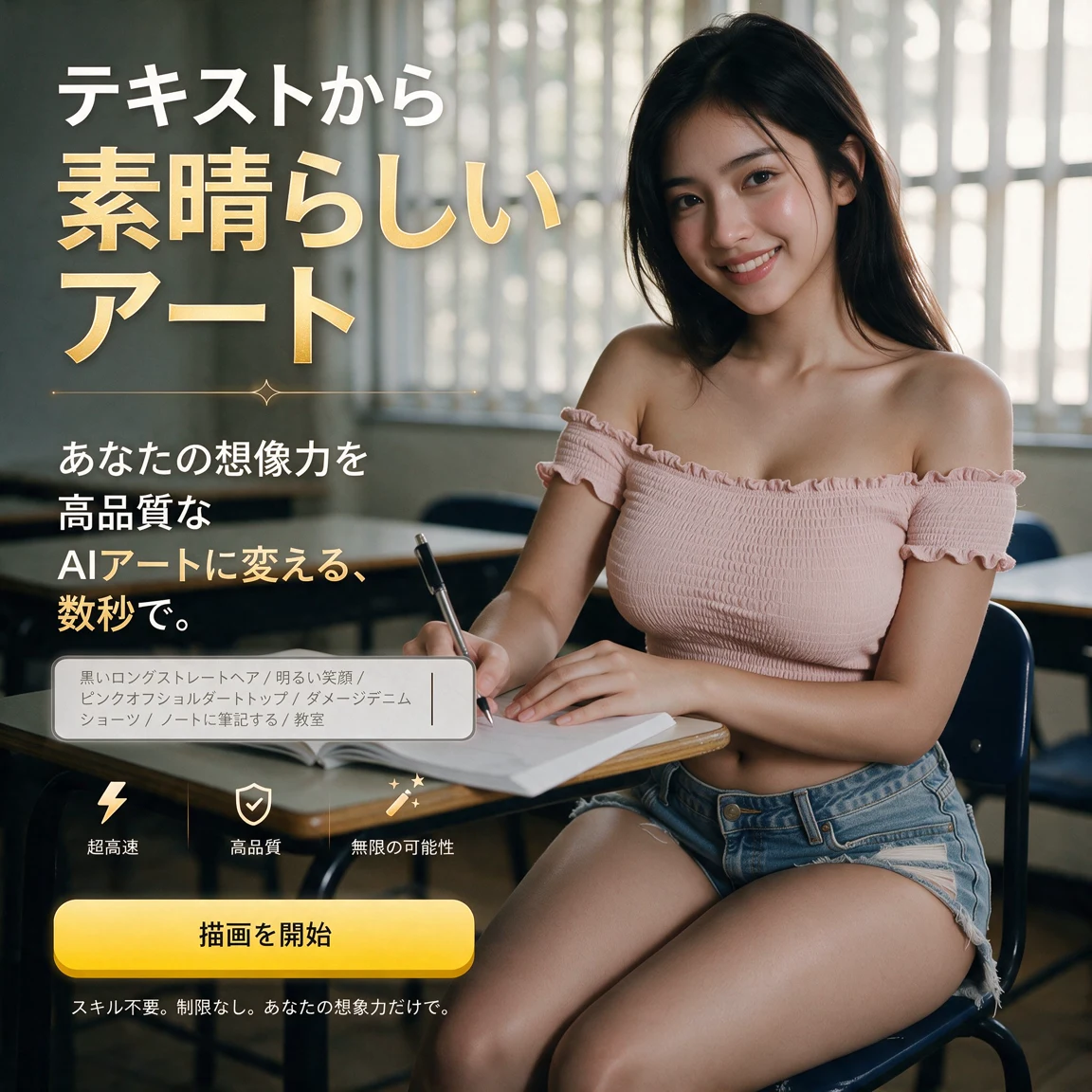 The same poster with its text edited to Japanese, background and subject unchanged, in Dreamerland